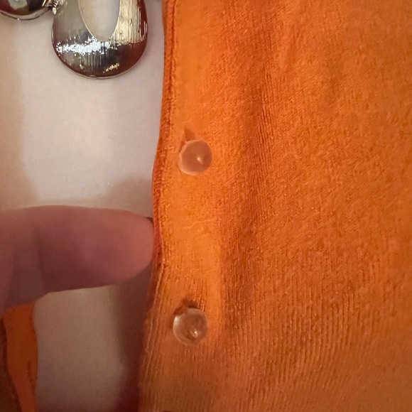 Evie Cardigan Sweater Pumpkin color Crystal buttons Large - Picture 3 of 9